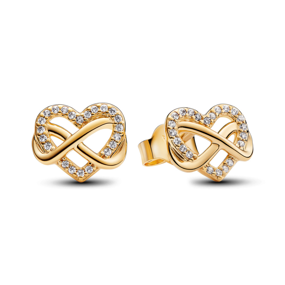 Pendientes de Botón Corazón Infinito Brillante 262667C01
