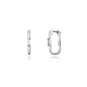 Pendientes Plata Rectangulares con Baguette