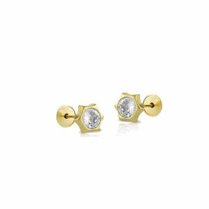 Pendientes Oro Amarillo Sol Zirconita 4mm
