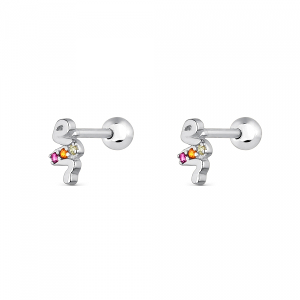 Piercing Plata Serpiente Piedras de Color