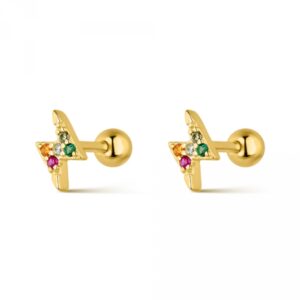 Piercing Plata Rayo Circonitas de Color Gold