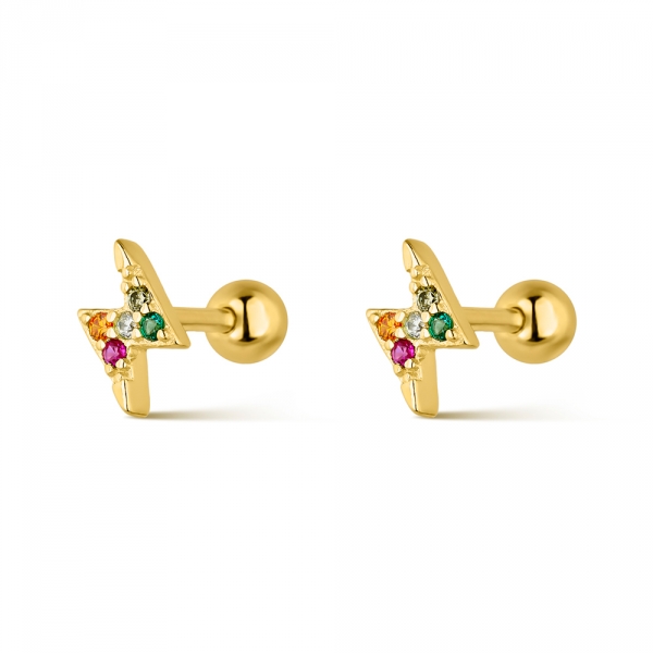 Piercing Plata Rayo Circonitas de Color Gold
