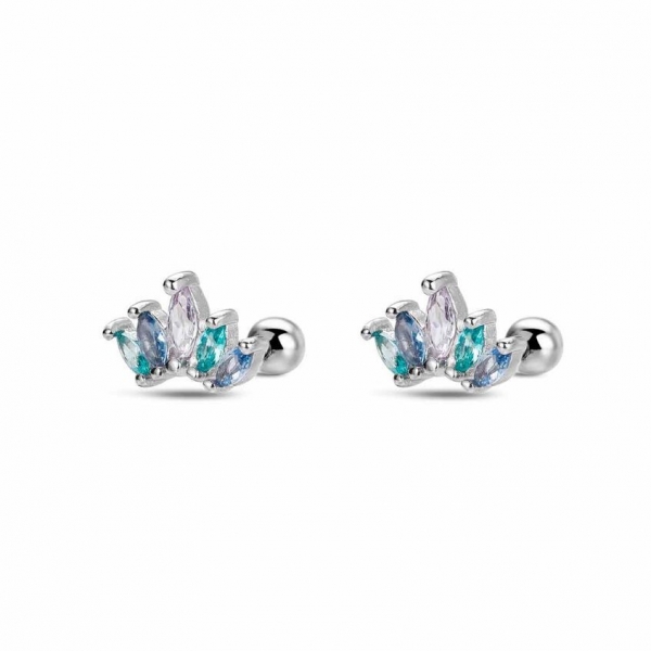 Piercing Plata Abanico Piedras de Color