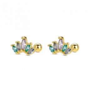 Piercing Plata Abanico Piedras de Color Gold