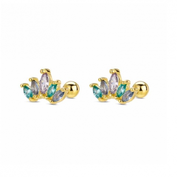 Piercing Plata Abanico Piedras de Color Gold
