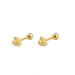 Piercing Plata 3 Chatones Circonita Gold