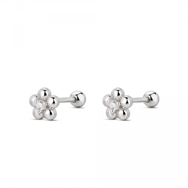 Piercing Plata Flor Bubble Circonita