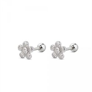 Piercing Plata Flor 5 petalos y Circonita