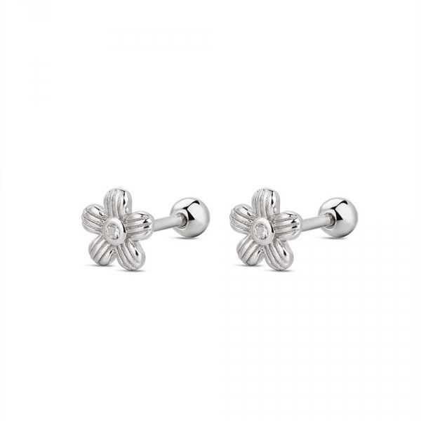 Piercing Plata Flor 5 petalos y Circonita