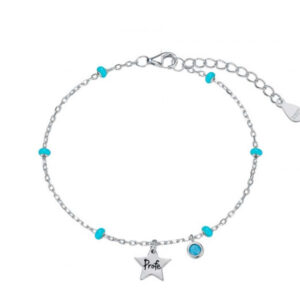 Pulsera Plata Estrella Profe Turquesas