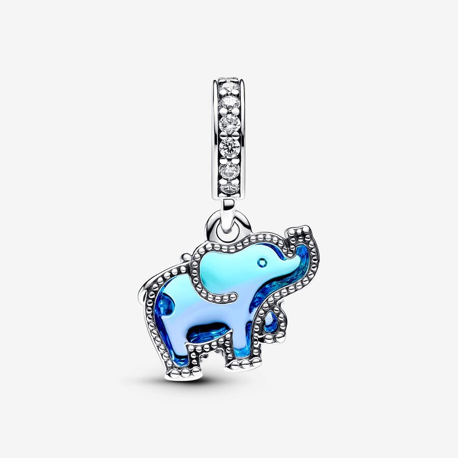Charm Colgante de Cristal de Murano Azul Elefante 793339C01 - Imagen 2