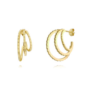 Pendientes Triple Aro Diamantado 20mm Gold