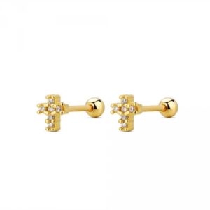 Piercing Plata Cruz Circonitas Gold