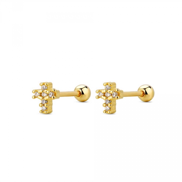 Piercing Plata Cruz Circonitas Gold