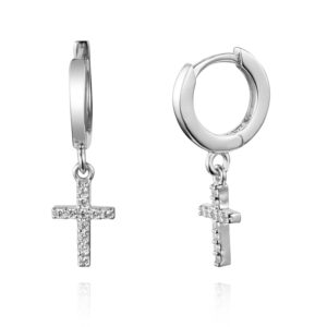Pendientes Plata Aro y Cruz Circonitas