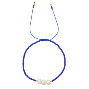 Pulsera con Tres Perlas Azul