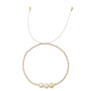Pulsera con Tres Perlas Beige