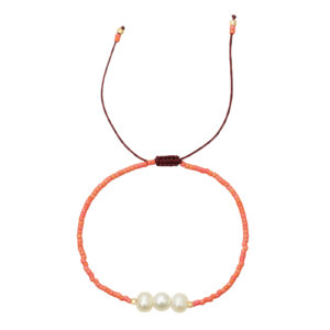 Pulsera con Tres Perlas Coral