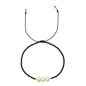 Pulsera con Tres Perlas Negra