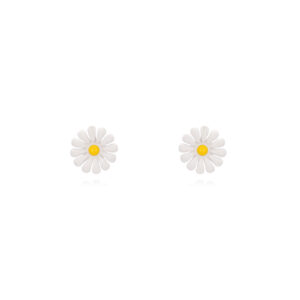 Pendientes plata Flor Margarita Blanca