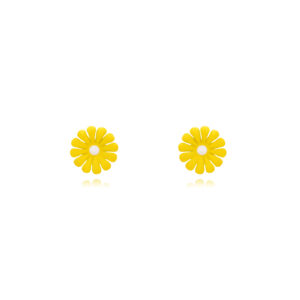 Pendientes plata Flor Margarita Amarilla