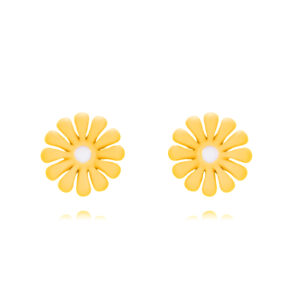 Pendientes plata Flor Margarita Naranja