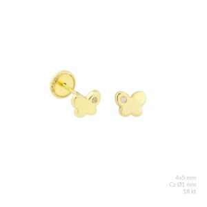Pendientes en Oro de 18k Mariposa