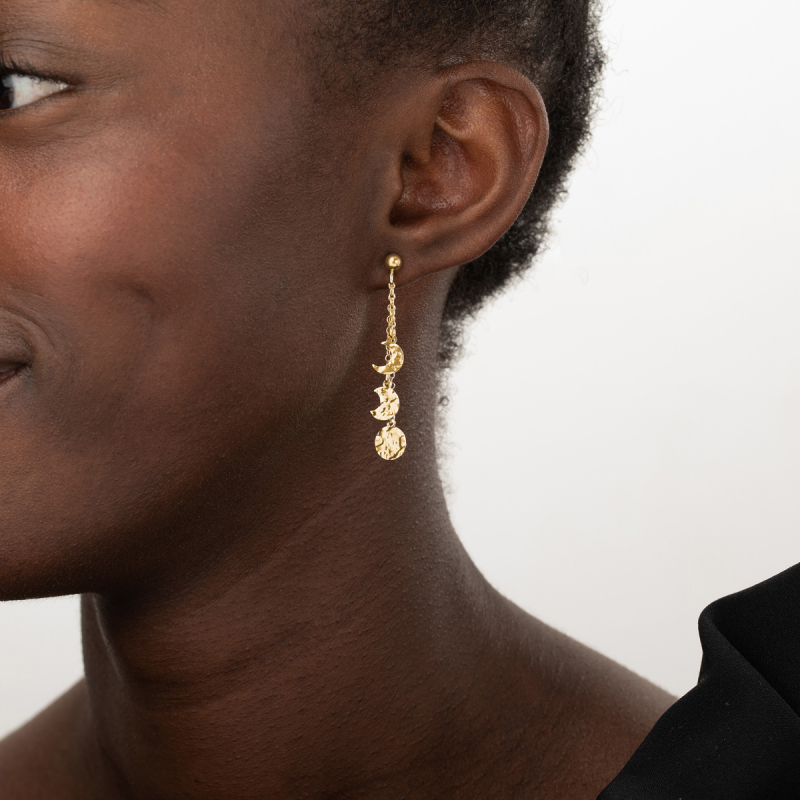 Pendientes Plata Fase Lunar Gold - Imagen 2
