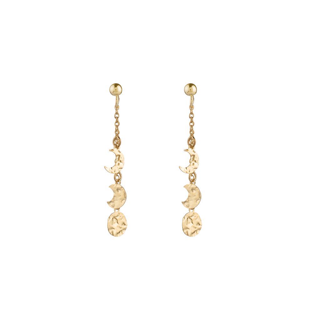 Pendientes Plata Fase Lunar Gold