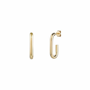 Pendientes Plata Semi Aro Oval Gold