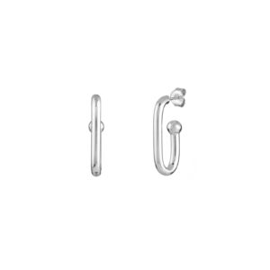 Pendientes Plata Semi Aro Oval con Bola