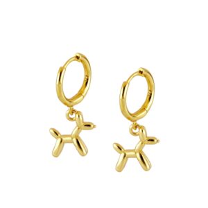Pendientes Plata Aro Perro Globo Gold