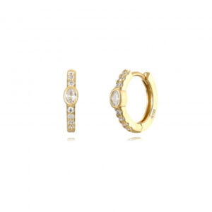 Pendientes Plata Aro Gold Circonitas Oval