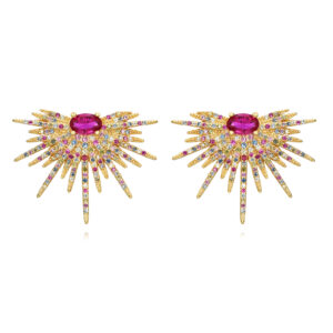 Pendientes Plata Shakir Gold Rojo Multicolor
