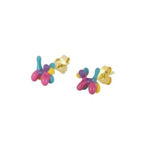 Pendientes Plata  Perro Globo Esmalte Gold