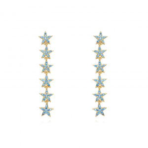 Pendientes Plata línea de Estrellas Aguamarina Gold
