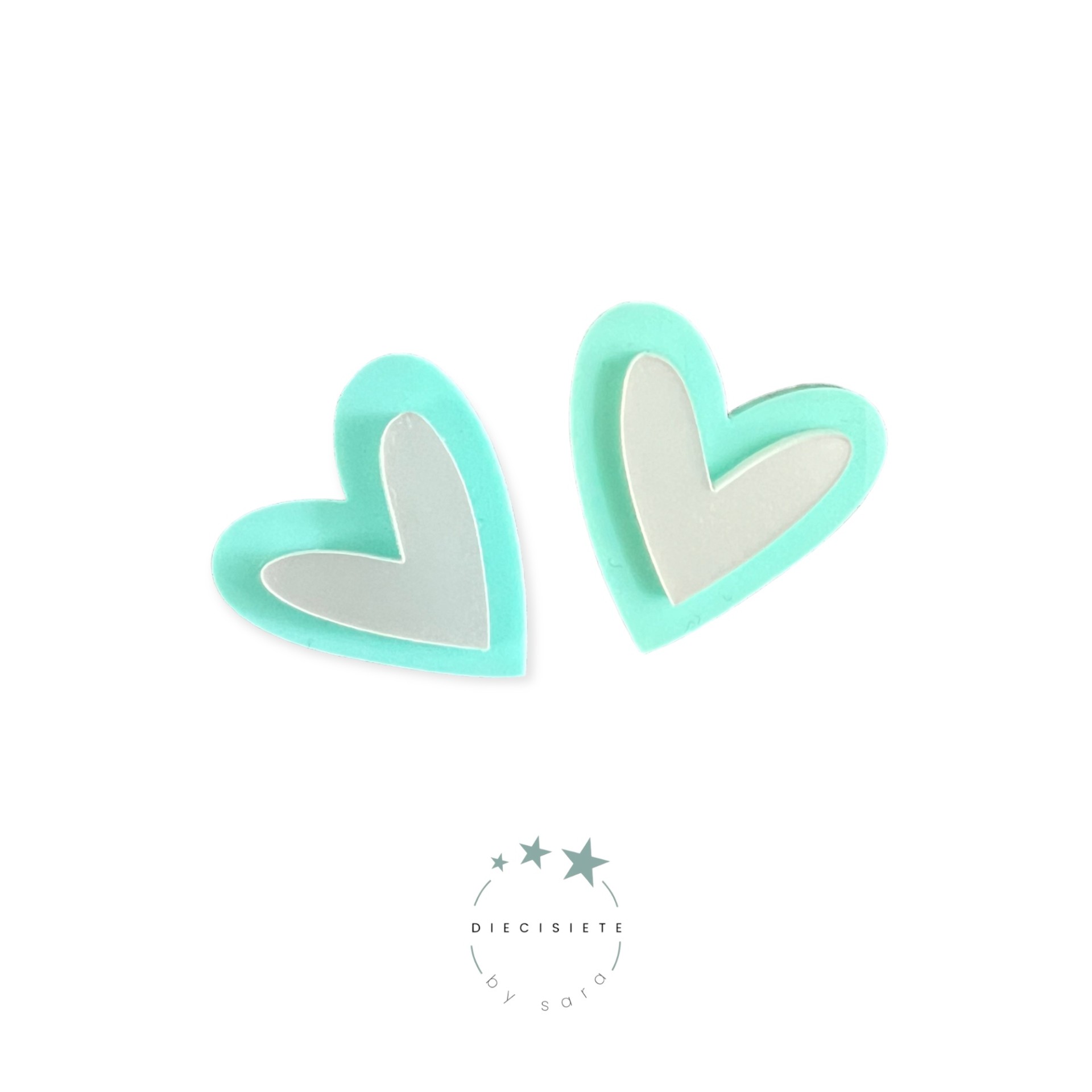 Pendientes Corazón Mini Doble Nacar/Turquesa
