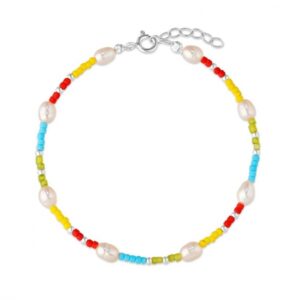 Pulsera Plata bolas Multicolor y Perlas
