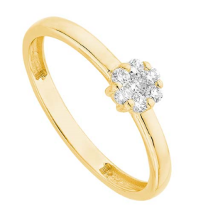 Anillo Oro Amarillo Flor de Diamantes 0,15cts