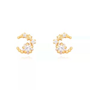 Pendientes Plata Luna Estrellada Gold