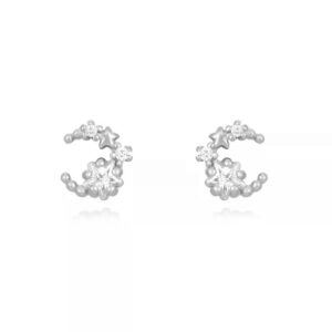 Pendientes Plata Luna Estrellada