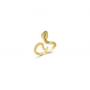 Anillo Plata Cobra Verde Gold