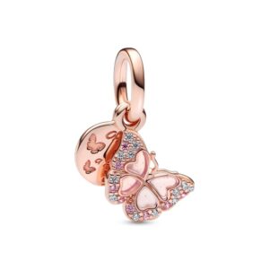 Charm Colgante Doble Mariposa Rosa 782555C01