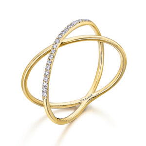 Anillo de Diseño Cruzado Oro y Diamantes GA106OA
