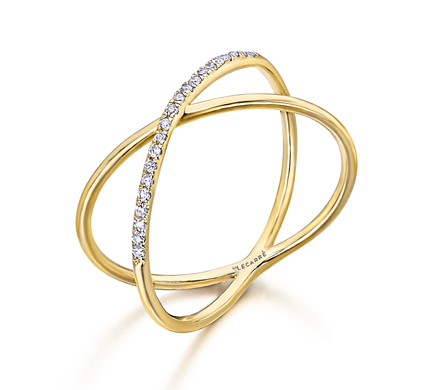 Anillo de Diseño Cruzado Oro y Diamantes GA106OA