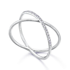 Anillo de Diseño Cruzado Oro  y Diamantes GA106OB