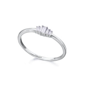 Anillo Barra y Diamantes Oro Blanco GA130OB