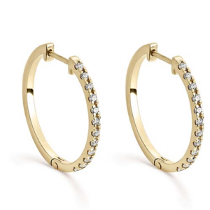 Pendientes Aro Oro Amarillo 18k Diamantes