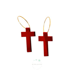Pendientes Aro Cruz Rojo