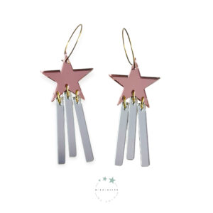 Pendientes Aro Estrella Fugaz Rose Plata